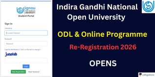 IGNOU ODL & Online Programme Re-Registration 2026 Opens, Apply by Jan 15 at ignou.ac.in